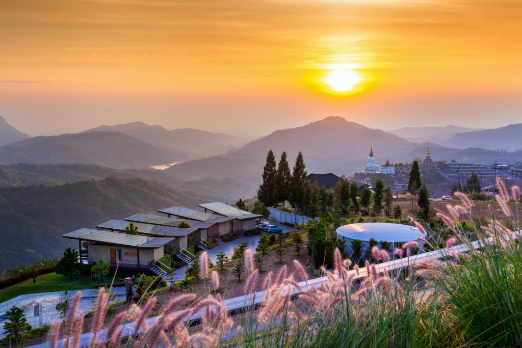 beautiful sunrise at wat phra that pha son kaew temple in khao k